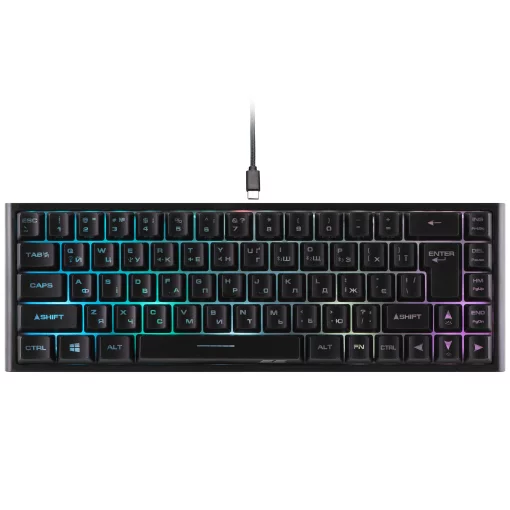 Клавіатура мембранна 2E GAMING KG360 68key, USB-A/WL, EN/UA/RU, RGB, чорний