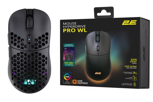 Миша 2E GAMING HyperDrive Pro WL, RGB, USB-A/WL, чорний