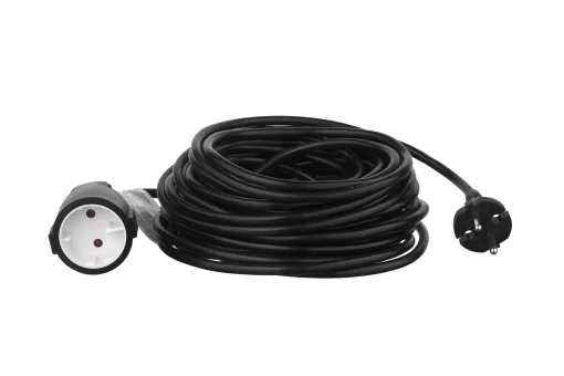 Подовжувач мережевий 2E 1хТип F, 2х1мм кв, 10A, 15м, чорний