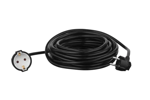 Подовжувач мережевий 2E 1хТип F, 3х1.5мм кв, 16A, 10м, чорний