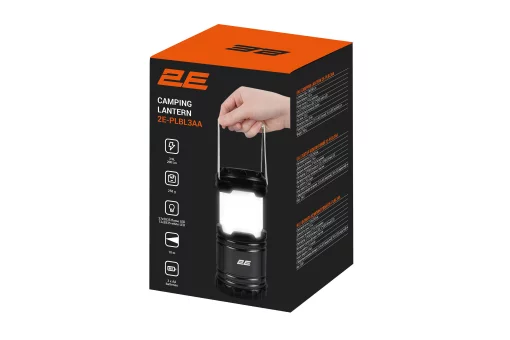 Ліхтар кемпінговий на батарейках 2E PLBL3AA Flame AAx3 200лм 3Вт складаний 2 режими освітлення полум’я/біле світло IP44 0.26кг