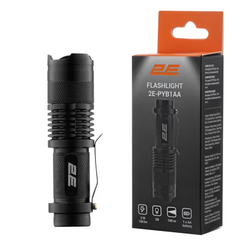 Ліхтар ручний на батарейках 2E PYB1AA AAx1 100лм 3Вт 3 режими освітлення IPX4 0.04кг