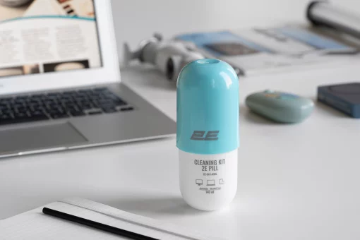 Очисний набір 2E PILL для оргтехніки (рідина 140мл + серветка 20см), біло-блакитний