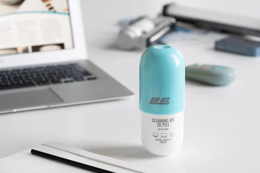 Очисний набір 2E PILL для оргтехніки (рідина 140мл + серветка 20см), біло-блакитний