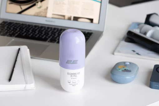 Очисний набір 2E PILL для оргтехніки (рідина 140мл + серветка 20см), біло-бузковий