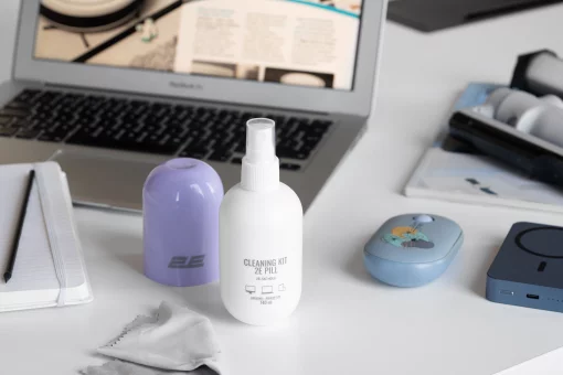 Очисний набір 2E PILL для оргтехніки (рідина 140мл + серветка 20см), біло-бузковий