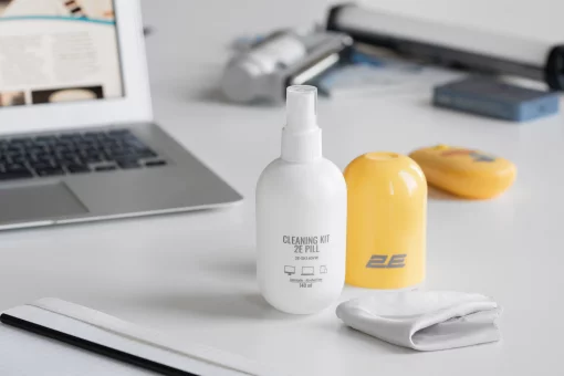 Очисний набір 2E PILL для оргтехніки (рідина 140мл + серветка 20см), біло-жовтий