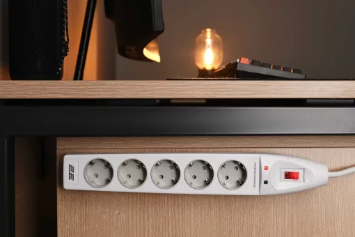 Подовжувач-фільтр мережевий 2E 5xТип F, 3x1.5мм кв, 16A, з захистом від перенапруги, 3м, білий