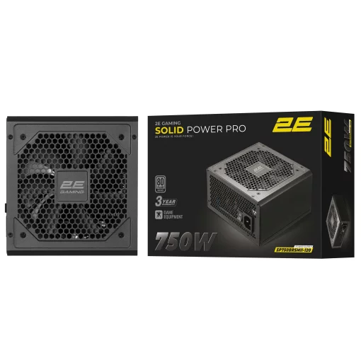 Блок живлення 2E GAMING Solid Power Pro ATX3.1 GEN5.0  (750W), >85%, 80+ Bronze, 120мм, 1xMB 24pin(20+4), 2xCPU 8pin(4+4), 3xMolex, 6xSATA, 4xPCIe 8pin(6+2), 1xPCIe GEN5 16pin, Semi Modular