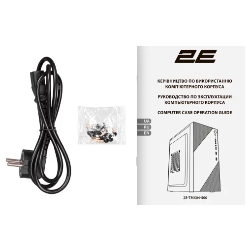 Корпус 2E TeamX TMX04 з БЖ 2E ATX500W, 2xUSB3.0, 1x80мм, VGA 220мм, mATX, чорний