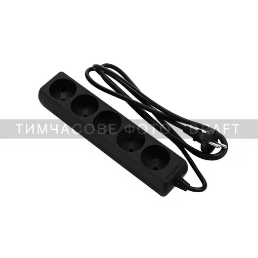 Подовжувач мережевий 2E 5хТип C, 2х1мм кв, 10A, 3м, чорний