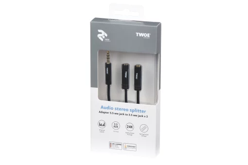 Кабель jack 3.5 > 2хjack 3.5 (M/F) 2E 0.30м, чорний