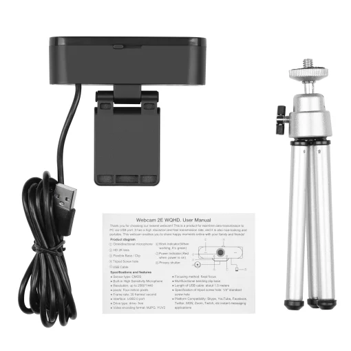 Вебкамера 2E 2K, 30fps, fixed focus, чорний