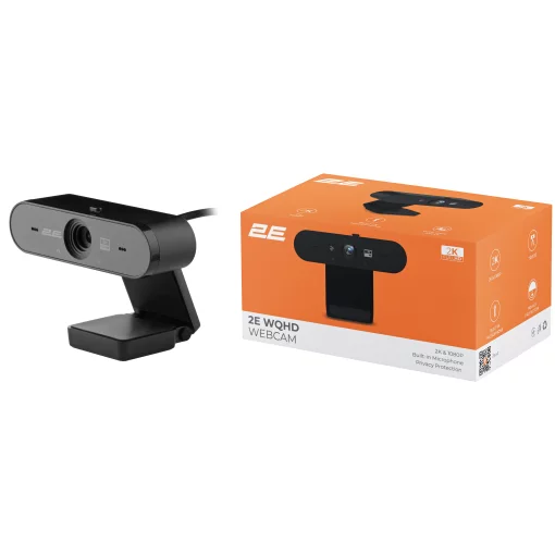 Вебкамера 2E 2K, 30fps, fixed focus, чорний