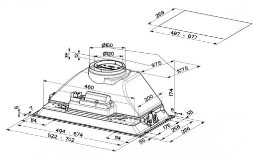 Витяжка Faber вбудована, 52см, 651м.куб/год, Inka Smart Hc X A52, нерж