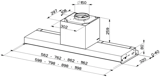 Витяжка Faber вбудована, 90см, 1119м.куб/год, In-Nova Touch Bk/X A90, нерж+чорний