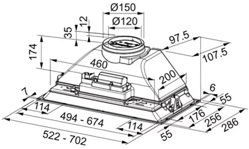 Витяжка Franke вбудовувана, 52см, 500м.куб/год, Inca Smart FBI525BK, чорний матовий