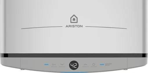 Водонагрівач електр. Ariston плаский слім VELIS TECH 80 EU, 80л, 2*1,5кВт, ун. монтаж, електр. кер-ння, B, Італія, Сірий