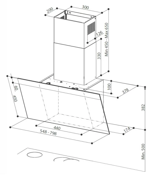 Витяжка Faber похила, 80см, 1169м.куб/год, Daisy Wh A80, білий