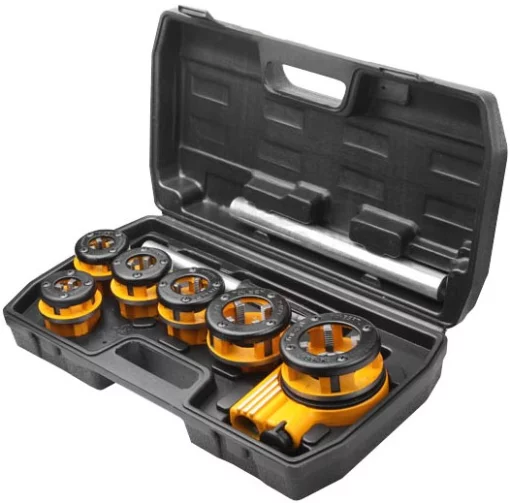 Плашки та мітчики Tolsen Профі, 1/4", 3/8", 1/2", 3/4", 1", 5/4", набір 9шт