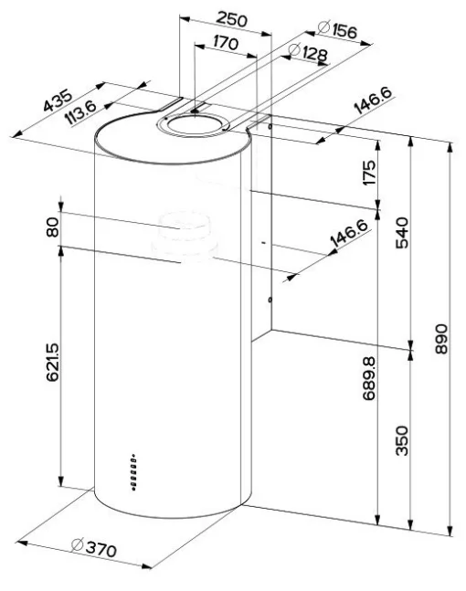 Витяжка Faber купольна, 37см, 1169м.куб/год, Cylind I.Evo Plus Wh Gloss A37, білий