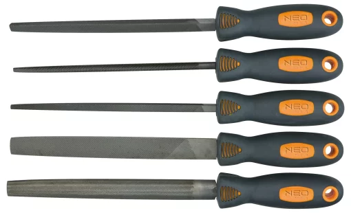 Напилки по металу Neo Tools, рукоятка двокомпонентна, 200мм, набір 5шт