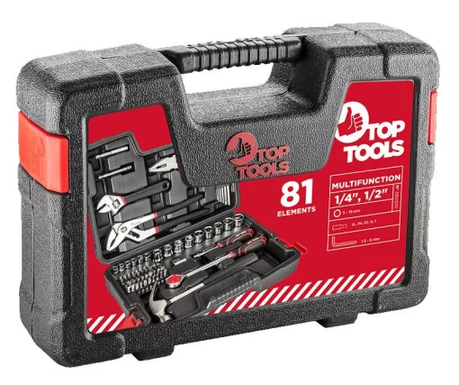 Набір інструментів Top Tools, 1/2", 1/4", універсальний, 81шт
