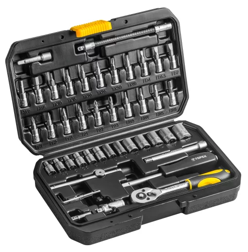Набір інструментів TOPEX, набір торцевих головок 1/4", CrV, 46шт