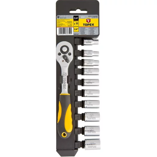 Набір торцевих головок TOPEX, 1/4", з тріскачкою, CrV, 11шт