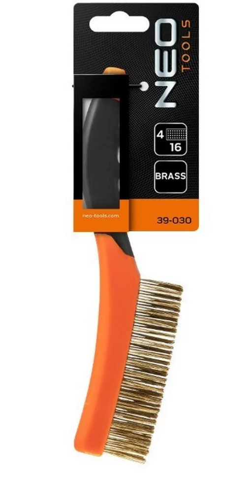 Щітка дротяна Neo Tools пряма, 4х16 рядів, прямий дріт 0.3мм, 260мм, двокомпонентне руків'я