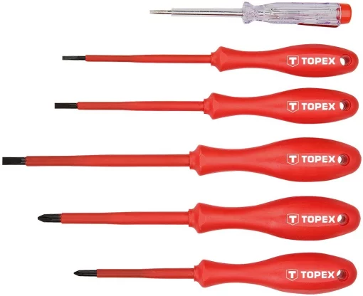 Викрутки TOPEX діелектричні, тестер напруги, SL,PH, сталь CrMo набір 6шт