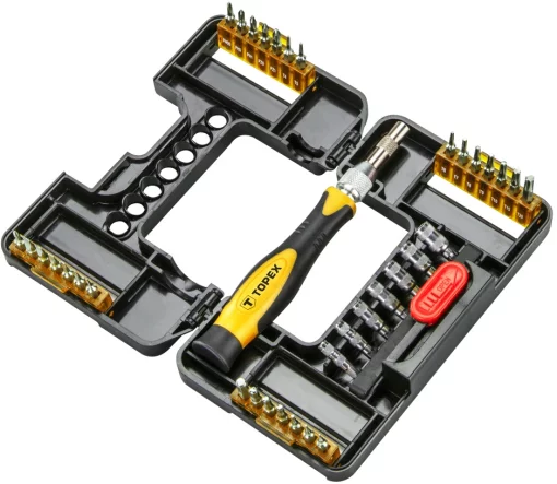Біти TOPEX, 1/4", бітотримач, прецизійні, CrV, набір 68шт