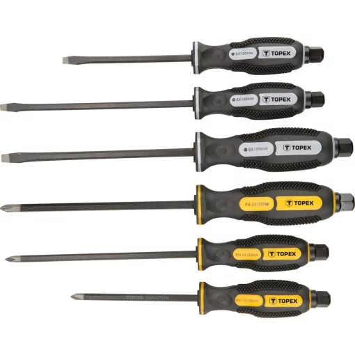 Викрутки TOPEX ударні, SL,PH, сталь CrV, набір 6шт