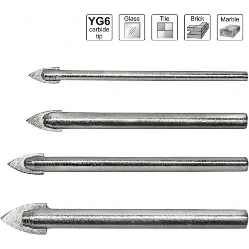 Набір свердел по склу та кераміці S&R Meister 4 шт