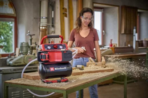 Компресор повітряний Einhell TE-AC 18/75 Li OF - Solo, акумуляторний 18В PXC, 8бар, 75л/хв, бак 5л, 7.76кг, без АКБ та ЗП