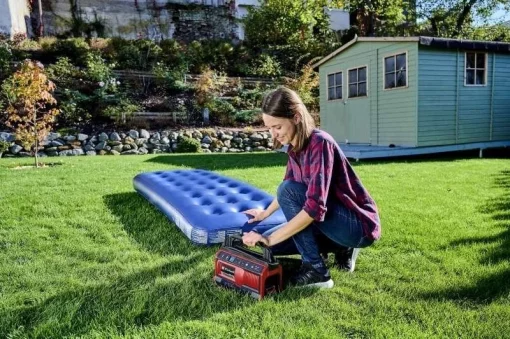 Компресор автомобільний гібридний Einhell PRESSITO 18/25 Hybrid, PXC, 230/18В, 11бар, 25л/хв, вис. і низьк. тиск, можливість всмоктування, шланг 710мм, 2.05кг, без АКБ та ЗП