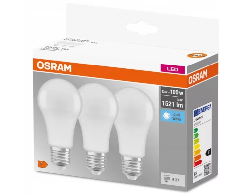 Набір ламп 3шт OSRAM LED E27 13Вт 4000К 1520Лм A60