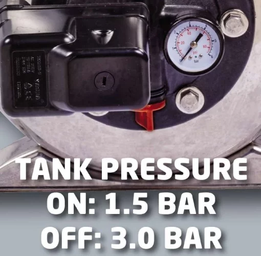 Насосна станція Einhell GC-WW 1250 NN, 1200Вт, 5000л/год, бак 20л, вис. 50м, глиб. 8м, нержавіюча сталь, 14.7кг