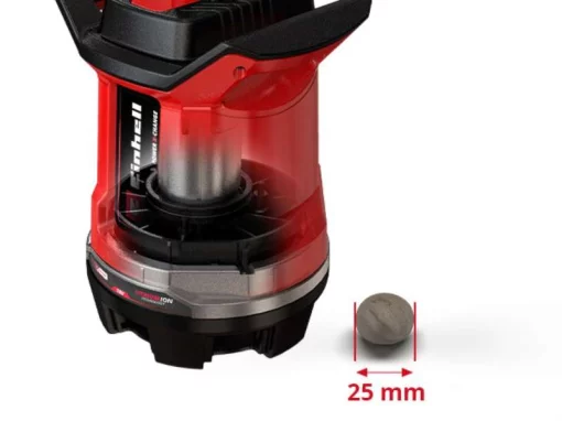 Насос дренажний EInhell GE-DP 18/25 Li - Solo, PXC, акумуляторний, 18В, 7500л/год, висота 5м, глибина 4м, 2.8кг без АКБ та ЗП