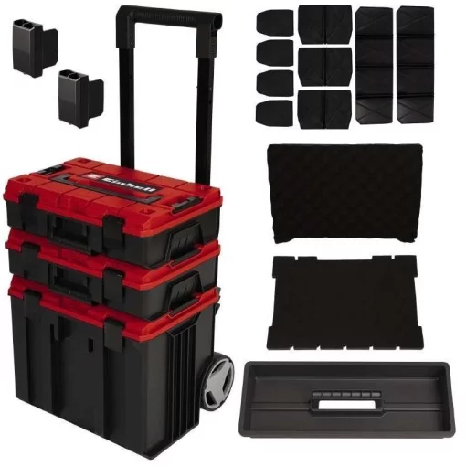 Модульна система для інструменту Einhell E-Case Tower, на коліщатках, 3 ящики модуля, 64.5х48х42.5см