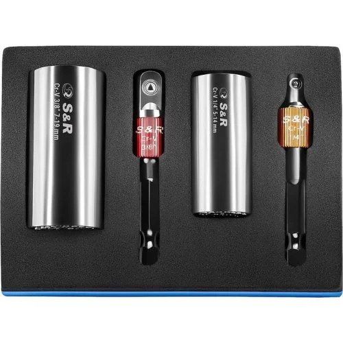 Набір із 2 універсальних головок S&R та 2 шестигранних адаптерів  1/4 ” і 3/8”