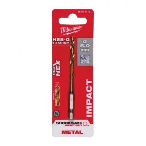 Свердло по металу Milwaukee RedHEX HSS-G TiN, 5х31х80мм