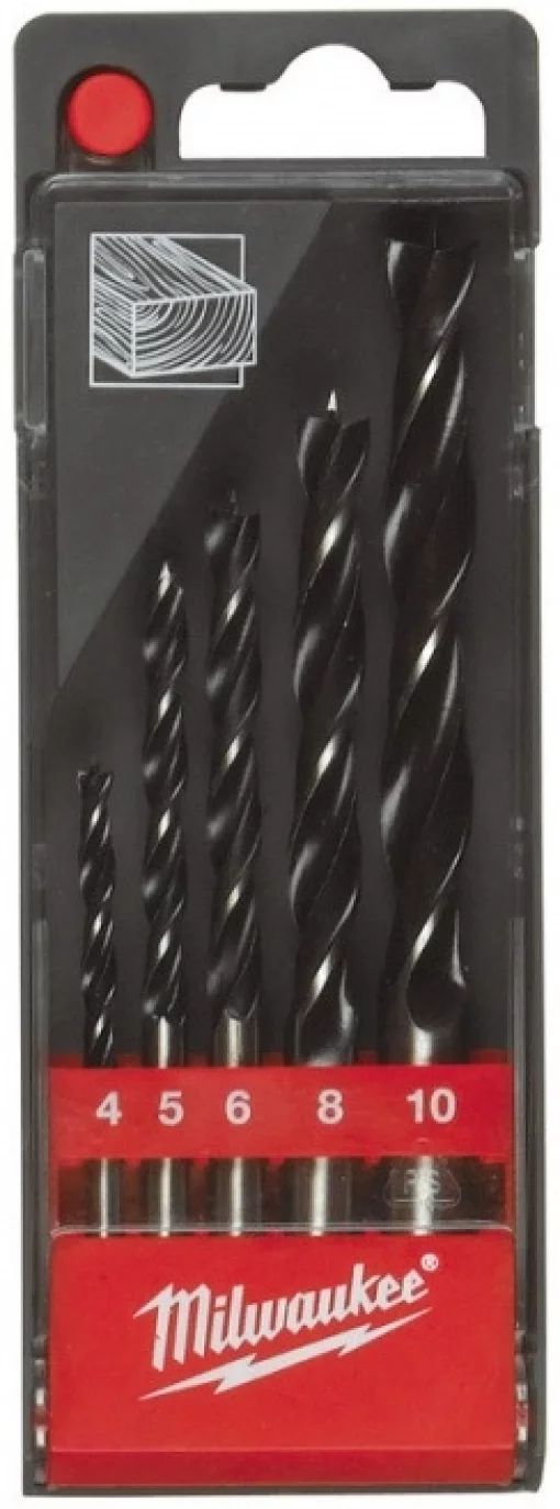 Набір свердел по дереву Milwaukee, 4-10мм, кейс, 5шт