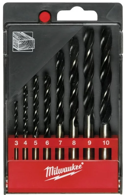 Набір свердел по дереву Milwaukee, 4-10мм, кейс, 8шт