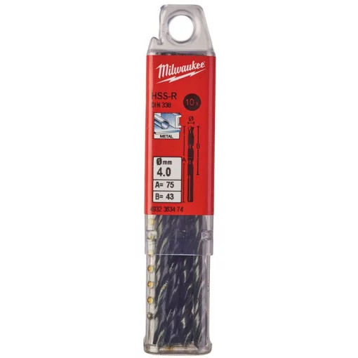 Свердло по металу Milwaukee HSS-R, 4х43х75мм, 10шт