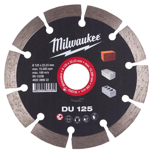 Диск алмазний Milwaukee, сегментний, по бетону шлакоблоку цеглі, 125х22.2мм