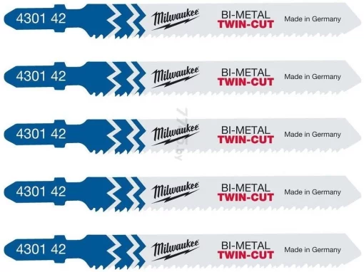 Полотно пиляльне для електролобзика Milwaukee T123XF Bi-Meta універсальне, крок зуба 2.5ммх91мм, 5шт