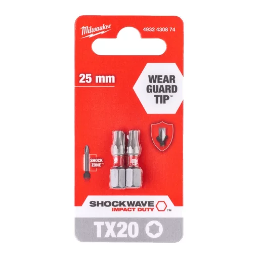 Біти Milwaukee Shockwave, Torx T20х25мм, набір 2шт