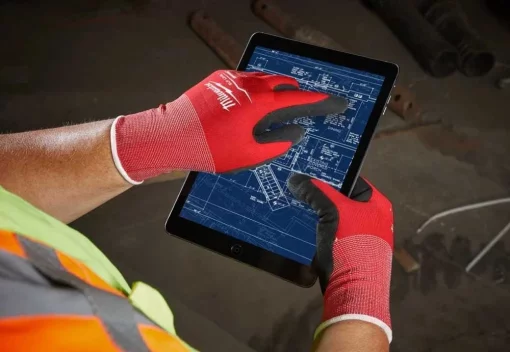 Рукавички робочі Milwaukee, нітрилове покриття, smartswipe, р.8, червоно чорні