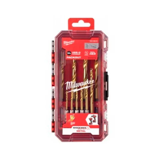 Набір свердел по металу Milwaukee RedHEX Shockwave HSS-TiN, 3-10мм, кейс, 10шт